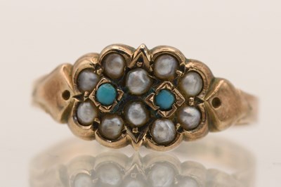 Lot 1413 - A Victorian 9ct yellow gold seed pearl and...