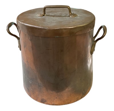 Lot 707 - A 19th century copper twin handled lidded...