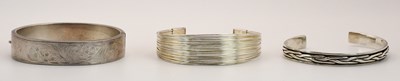 Lot 1549 - Three 925 silver bangles, comprising a snap...