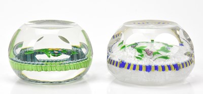 Lot 245 - PERTHSHIRE; two faceted glass paperweights,...