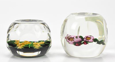 Lot 246 - PERTHSHIRE; two faceted glass paperweights,...
