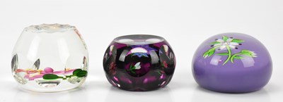 Lot 224 - PERTHSHIRE; three glass paperweights,...