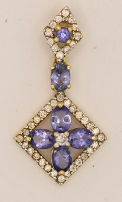 Lot 1489 - An amethyst and diamond set 18ct yellow gold...