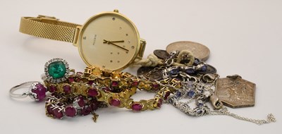 Lot 1572 - Various items of silver and coloured stone...