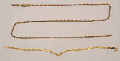Lot 1492 - A 9ct yellow gold fine dainty link necklace...