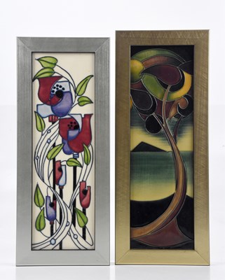 Lot 372 - MOORCROFT; two rectangular wall plaques...