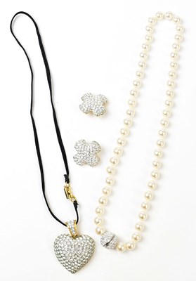 Lot 844A - SWAROVSKI; a faux pearl necklace with...