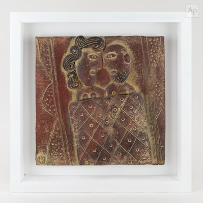 Lot 329 - JOHN MALTBY (1936-2020); 'Lovers', a square...