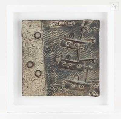 Lot 319 - JOHN MALTBY (1936-2020); '3 Boats', a square...