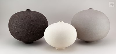 Lot 514 - RACHEL PETERS; a graduated trio of grey and...