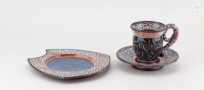 Lot 443 - MORGEN HALL (1960-2016); a tin-glazed...