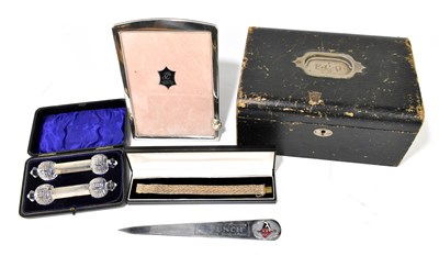 Lot 1187 - HILLIARD & THOMASON; a pair of late Victorian hallmarked silver and cut glass knife rests