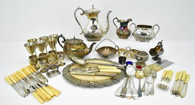 Lot 1082 - A quantity of silver plate including a wooden...