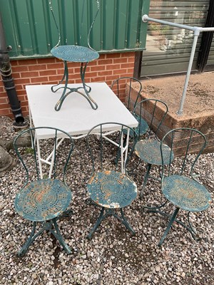 Lot 696 - A set of six cast iron seats, and a modern...