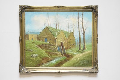 Lot 1602 - LOCAL INTEREST; oil on canvas, Styal Mill,...