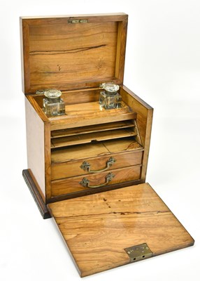 Lot 374 - A late 19th century walnut stationery cabinet,...