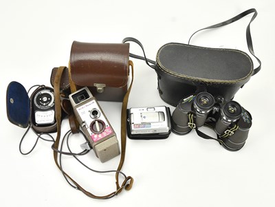 Lot 642 - A pair of cased Miranda binoculars, a Bell &...