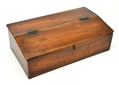 Lot 401 - A 19th century elm and oak stationery box,...