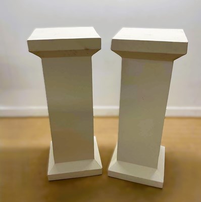 Lot 596 - A pair of painted zinc pedestals, height...