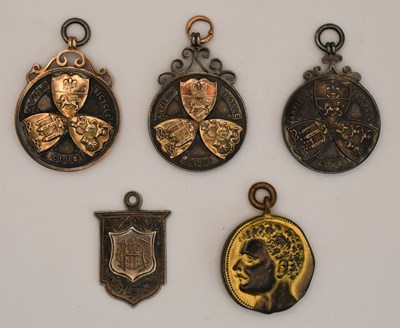 Lot 1268 - Four silver prize fob medals, awarded by...