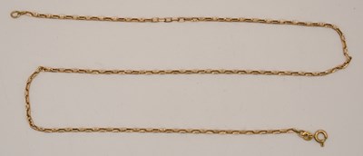 Lot 1479 - A 9ct yellow gold dainty link necklace with...