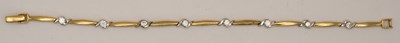 Lot 1545 - A 9ct yellow gold bracelet, with long bar...