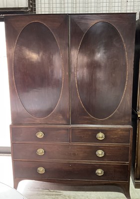 Lot 595 - A Victorian mahogany linen press, the upper...