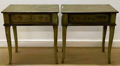 Lot 611 - A pair of painted pine single drawer side...