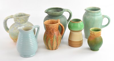 Lot 1376 - Seven 1930s ceramic jugs and vases, to include...