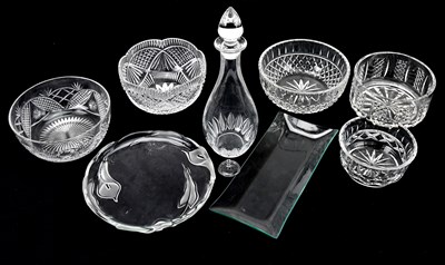 Lot 1458 - A collection of cut glass, including decanter,...