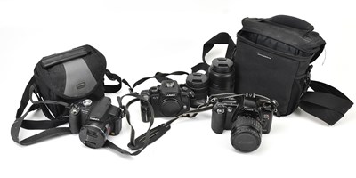 Lot 643 - CANON; an EOS Rebel X camera, a Panasonic...