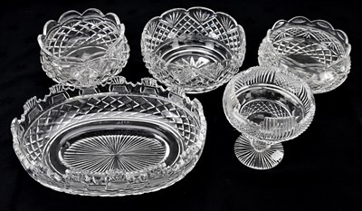 Lot 1443 - WATERFORD; a large oval cut glass bowl, length...
