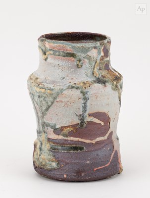 Lot 375 - LISA SJUKUR; a wood fired stoneware jar with...