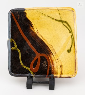 Lot 151 - CLIVE BOWEN (born 1943); a square slipware...