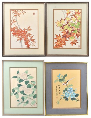 Lot 644 - SHODO KAWARAZAKI; a group of three prints, red...