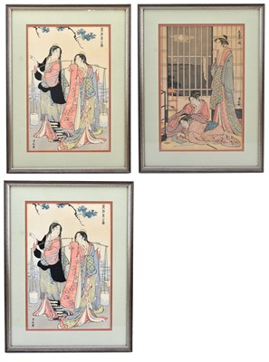 Lot 649 - A group of three Japanese woodblock prints,...