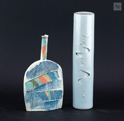 Lot 464 - NINA CLARK; a tall cylindrical porcelain vase...