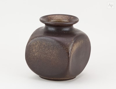 Lot 193 - DEREK THORNTON; a squared off stoneware bottle...
