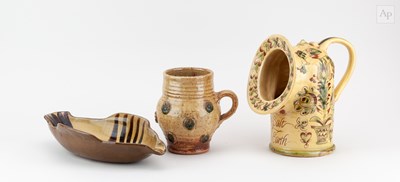 Lot 413 - MARY WONDRAUSCH (1923-2016); a slipware salt...