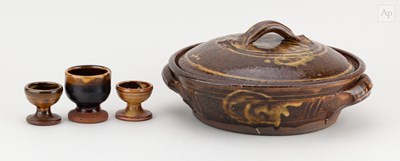 Lot 145 - CLIVE BOWEN (born 1943); a slipware casserole...