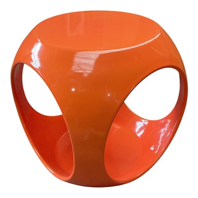 Lot 10 - An orange 1970s style stool, height 41cm.