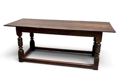 Lot 48 - A 17th century style oak refectory type table,...