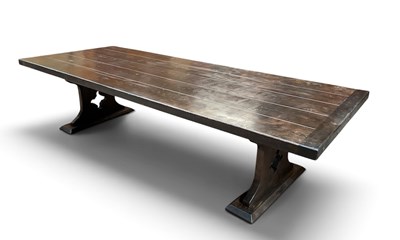 Lot 47 - A very large plank top rectangular refectory...