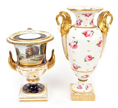 Lot 1377 - DERBY; a 19th century hand painted pedestal...