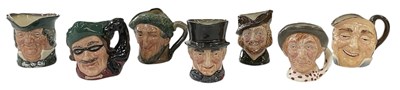 Lot 764 - ROYAL DOULTON; seven small character jugs...