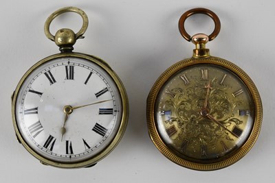 Lot 1823 - Two 19th century base metal cased open face...