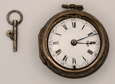 Lot 1810 - An 18th century white metal repoussé pair...