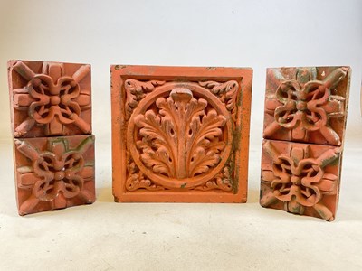 Lot 579 - Five Dennis Ruabon red Welsh clay bricks,...