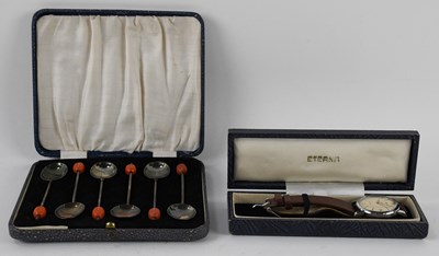 Lot 1269 - A cased set of six George V hallmarked silver...