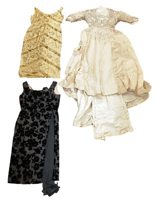 Lot 677 - A vintage 1950s silk and sequin wedding dress...